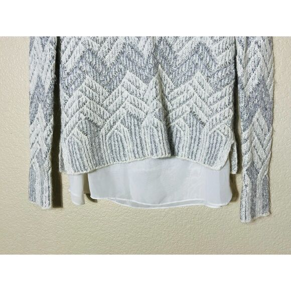 Lucky Brand Women's Metallic Silver Chevron Layered Tunic Sweater Large - Picture 5 of 9